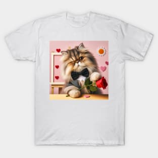 Charm in Motion: A Pretty Cat Winning on Two Back Legs T-Shirt